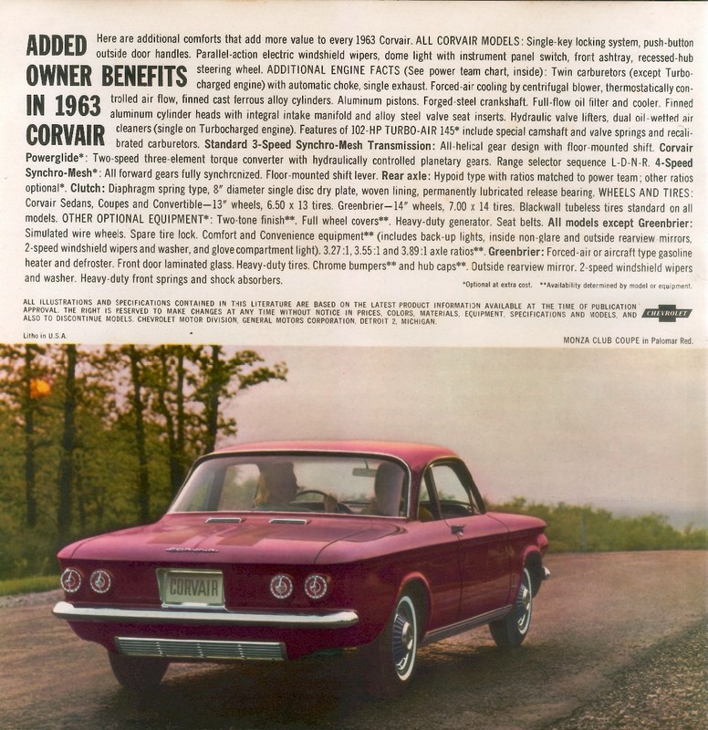 1963 Chevrolet Corvair Brochure Page 5